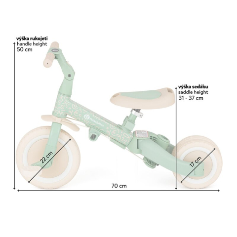 Tricicleta, Petite&Mars, Turbo, Editie limitata, 5 in 1, Multifunctionala, Vehicul de impins, Bicicleta cu/fara pedale, Cu maner de ghidaj, Detasabil, Roti din cauciuc, Pana la 25 kg, 1.5-5 ani, Green [12]