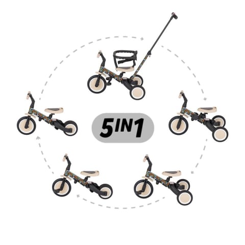 Tricicleta, Petite&Mars, Turbo, Editie limitata, 5 in 1, Multifunctionala, Vehicul de impins, Bicicleta cu/fara pedale, Cu maner de ghidaj, Detasabil, Roti din cauciuc, Pana la 25 kg, 1.5-5 ani, City  [2]