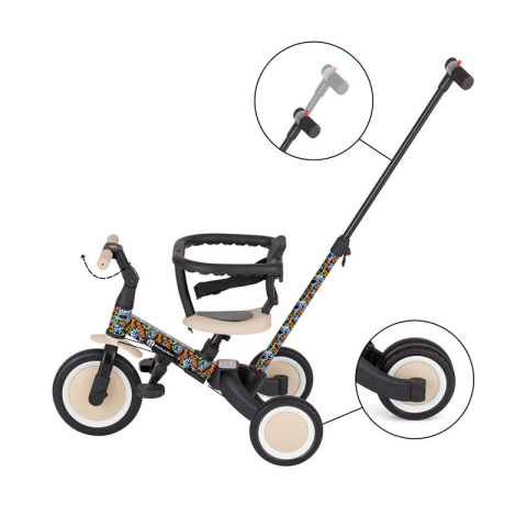 Tricicleta, Petite&Mars, Turbo, Editie limitata, 5 in 1, Multifunctionala, Vehicul de impins, Bicicleta cu/fara pedale, Cu maner de ghidaj, Detasabil, Roti din cauciuc, Pana la 25 kg, 1.5-5 ani, City  [9]