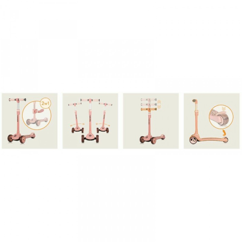 Trotineta, Lionelo, Franky, Multifunctionala, Pliabila, Pana la 50 kg, Bicicleta cu 3 roti si trotineta de echilibru, Ghidon reglabil, Sezut detasabil, Roti cu LED, Conform cu EN71, EN62115, 12 luni+, [29]
