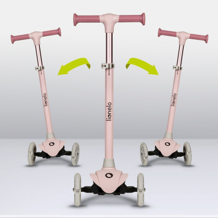 Trotineta, Lionelo, Jessy, Ultrapliabila, Pana la 50 Kg, Cu design ergonomic, Cu lumini LED, 56 x 26 x 67-82 cm, 3 ani+, Roz [24]
