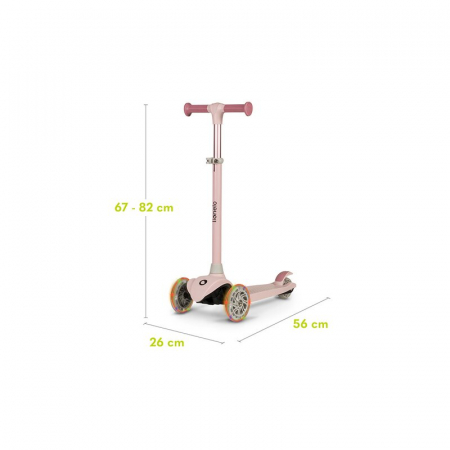Trotineta, Lionelo, Jessy, Ultrapliabila, Pana la 50 Kg, Cu design ergonomic, Cu lumini LED, 56 x 26 x 67-82 cm, 3 ani+, Roz [17]