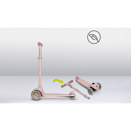 Trotineta, Lionelo, Jessy, Ultrapliabila, Pana la 50 Kg, Cu design ergonomic, Cu lumini LED, 56 x 26 x 67-82 cm, 3 ani+, Roz [16]