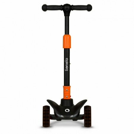Trotineta, Lionelo, Timy, Copii, Ultrapliabila, Pana la 50 Kg, Cu design ergonomic, Cu lumini LED, 26 5 x 60 x 64-76 cm, 3 ani+, Portocaliu/Negru [2]