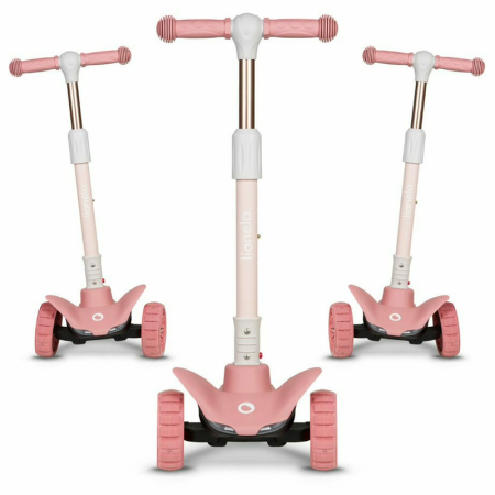 Trotineta, Lionelo, Timy, Copii, Ultrapliabila, Pana la 50 Kg, Cu design ergonomic, Cu lumini LED, 26 5 x 60 x 64-76 cm, 3 ani+, Roz [16]