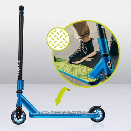 Trotineta, Lionelo, Whizz, Pentru Acrobatii, Rulmenti ABEC-9, Sistemul de compresie IHC 9, 20 - 100 kg, Conform cu standardul european de securitate EN14619, Albastru [36]
