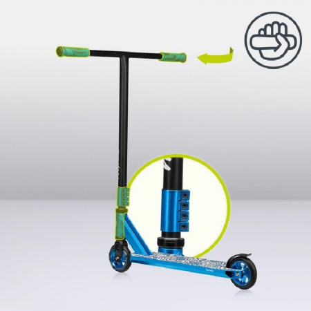 Trotineta, Lionelo, Whizz, Pentru Acrobatii, Rulmenti ABEC-9, Sistemul de compresie IHC 9, 20 - 100 kg, Conform cu standardul european de securitate EN14619, Albastru [37]
