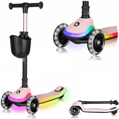 Trotineta pentru copii, Lionelo, Mey, Ultrapliabila, Cu lumini si cosulet, Maner ajustabil pe inaltime, 3 ani+, Pana la 50 Kg, Ultra usor, 2.8 kg, Conform cu standardul EN71-1/2/3, Certificata Interte [27]