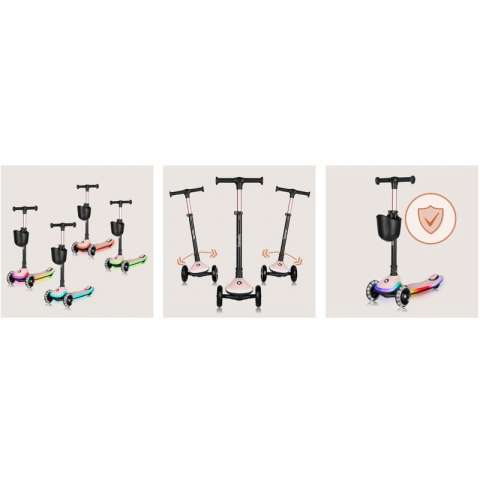 Trotineta pentru copii, Lionelo, Mey, Ultrapliabila, Cu lumini si cosulet, Maner ajustabil pe inaltime, 3 ani+, Pana la 50 Kg, Ultra usor, 2.8 kg, Conform cu standardul EN71-1/2/3, Certificata Interte [30]