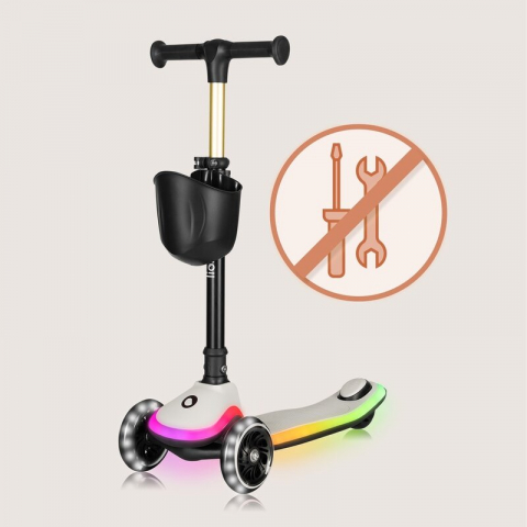 Trotineta pentru copii, Lionelo, Mey, Ultrapliabila, Cu lumini si cosulet, Maner ajustabil pe inaltime, 3 ani+, Pana la 50 Kg, Ultra usor, 2.8 kg, Conform cu standardul EN71-1/2/3, Certificata Interte [22]