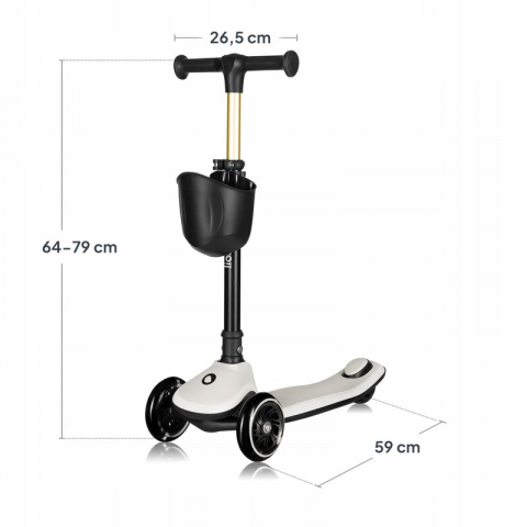 Trotineta pentru copii, Lionelo, Mey, Ultrapliabila, Cu lumini si cosulet, Maner ajustabil pe inaltime, 3 ani+, Pana la 50 Kg, Ultra usor, 2.8 kg, Conform cu standardul EN71-1/2/3, Certificata Interte [15]
