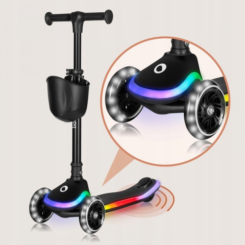 Trotineta pentru copii, Lionelo, Mey, Ultrapliabila, Cu lumini si cosulet, Maner ajustabil pe inaltime, 3 ani+, Pana la 50 Kg, Ultra usor, 2.8 kg, Conform cu standardul EN71-1/2/3, Certificata Interte [25]