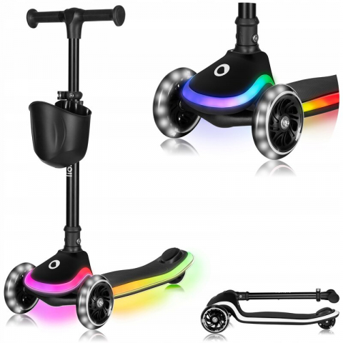 Trotineta pentru copii, Lionelo, Mey, Ultrapliabila, Cu lumini si cosulet, Maner ajustabil pe inaltime, 3 ani+, Pana la 50 Kg, Ultra usor, 2.8 kg, Conform cu standardul EN71-1/2/3, Certificata Interte [28]