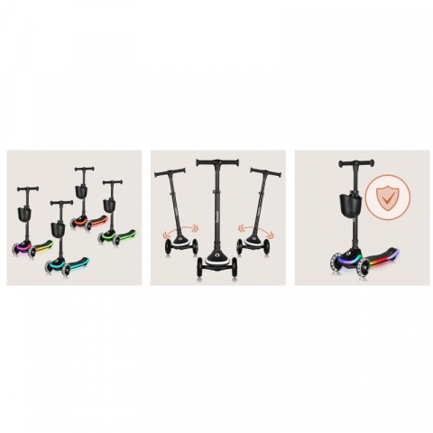 Trotineta pentru copii, Lionelo, Mey, Ultrapliabila, Cu lumini si cosulet, Maner ajustabil pe inaltime, 3 ani+, Pana la 50 Kg, Ultra usor, 2.8 kg, Conform cu standardul EN71-1/2/3, Certificata Interte [31]