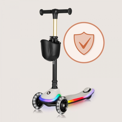 Trotineta pentru copii, Lionelo, Mey, Ultrapliabila, Cu lumini si cosulet, Maner ajustabil pe inaltime, 3 ani+, Pana la 50 Kg, Ultra usor, 2.8 kg, Conform cu standardul EN71-1/2/3, Certificata Interte [27]