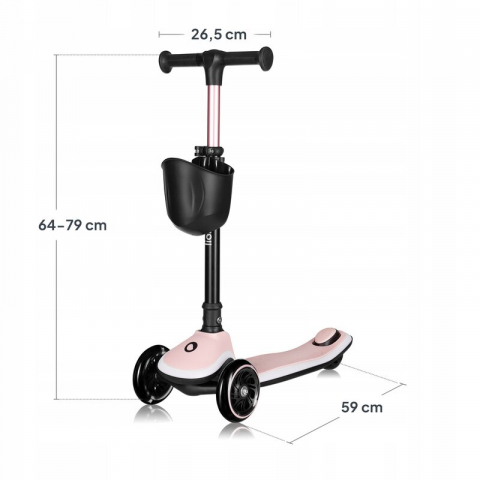 Trotineta pentru copii, Lionelo, Mey, Ultrapliabila, Cu lumini si cosulet, Maner ajustabil pe inaltime, 3 ani+, Pana la 50 Kg, Ultra usor, 2.8 kg, Conform cu standardul EN71-1/2/3, Certificata Interte [15]