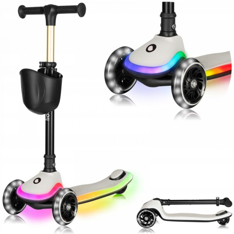 Trotineta pentru copii, Lionelo, Mey, Ultrapliabila, Cu lumini si cosulet, Maner ajustabil pe inaltime, 3 ani+, Pana la 50 Kg, Ultra usor, 2.8 kg, Conform cu standardul EN71-1/2/3, Certificata Interte [29]