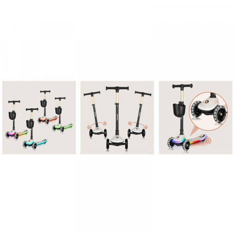 Trotineta pentru copii, Lionelo, Mey, Ultrapliabila, Cu lumini si cosulet, Maner ajustabil pe inaltime, 3 ani+, Pana la 50 Kg, Ultra usor, 2.8 kg, Conform cu standardul EN71-1/2/3, Certificata Interte [32]