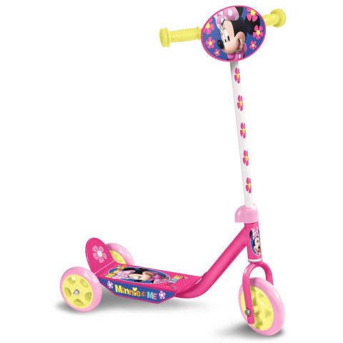 Jucarii si Jocuri - Trotineta, Stamp, Minnie Mouse, Cu 3 roti, Pana la 20 kg, Cu platforma antiderapanta, Cadru din otel, Roti din PVC, Ghidon reglabil, 2-4 ani, Pink