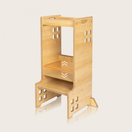 Turn de invatare Montessori, Lionelo, Cass, Functie de raft pentru carti, Pana la 30 kg, 12 luni - 6 ani, Din MDF si furnir, 3 trepte de inaltime, Alb [13]
