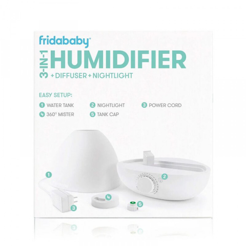 Umidificator, Fridababy, BreatheFrida, Cu ultrasunete 3 in 1, Ultra silentios, Include difuzor de uleiuri esentiale si lumina de veghe, Cu oprire automata, Rezervor BPA Free, Alb [9]