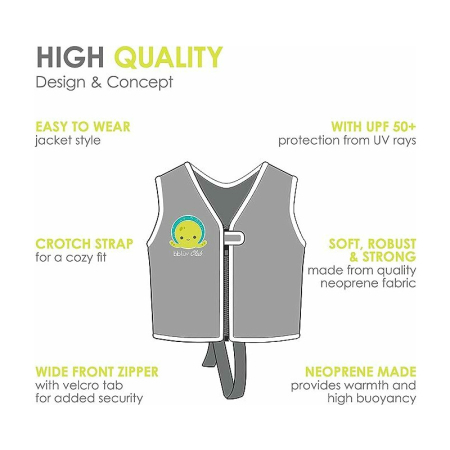Vesta pentru inot, BBluv, Naj, Cu protectie solara SPF 50+, Neopren, Small, 1-3 ani, Aqua [1]