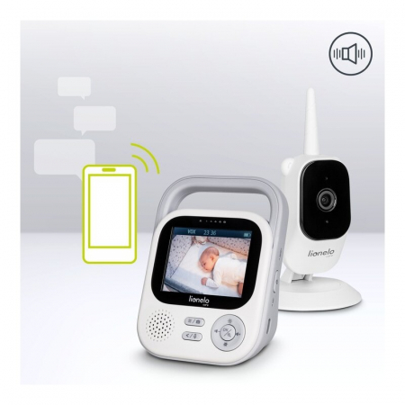 Video monitor, Lionelo, Babyline 3.2, Full HD, Comunicare bidirectionala, 2.8 inch, Cu sunete si mod de noapte, Cu 5 niveluri de detectare a sunetului, Alb [34]