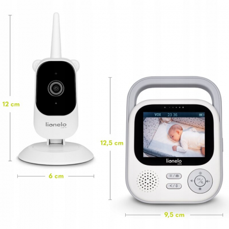 Video monitor, Lionelo, Babyline 3.2, Full HD, Comunicare bidirectionala, 2.8 inch, Cu sunete si mod de noapte, Cu 5 niveluri de detectare a sunetului, Alb [36]