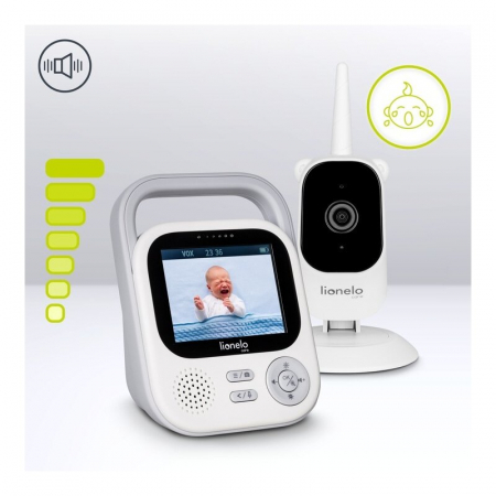 Video monitor, Lionelo, Babyline 3.2, Full HD, Comunicare bidirectionala, 2.8 inch, Cu sunete si mod de noapte, Cu 5 niveluri de detectare a sunetului, Alb [27]