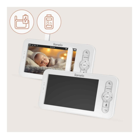 Video monitor, Lionelo, Babyline 9.2. AI, 5 inch, Camera Full HD, Zoom digital 4x, Aplicatie, Tehnologia AI cu detectare a miscarii, Recunoasterea motivului plansului, Melodii, Zgomote albe, Mod noctu [22]