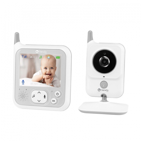 Siguranta si Sanatate - Videofon, Lionelo, Babyline 7.1, Cu melodii, Cu lampa inclusa, Pana la 40 h fara incarcare, Ecran 3.2 inch, Alb