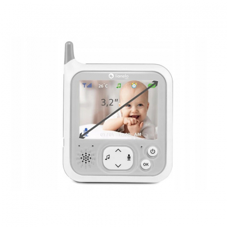 Videofon, Lionelo, Babyline 7.1, Cu melodii, Cu lampa inclusa, Pana la 40 h fara incarcare, Ecran 3.2 inch, Alb [2]