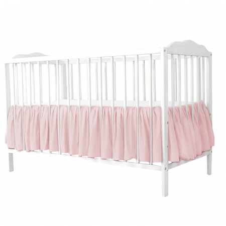 Mobilier si Lenjerie - Volanas pentru saltea de patut, MimiNu 120x60 cm, Din bumbac certificat Oeko Tex Standard 100, Colectia Royal, Powder Pink