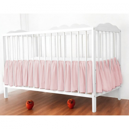 Volanas pentru saltea de patut, MimiNu 120x60 cm, Din bumbac certificat Oeko Tex Standard 100, Colectia Royal, Powder Pink [1]
