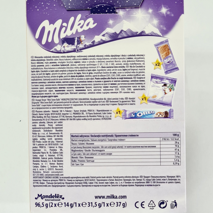 Milka cu jucărie Mix de ciocolată cu lapte alpin Milka Crăciun Om de Zapadă de pluș [2]