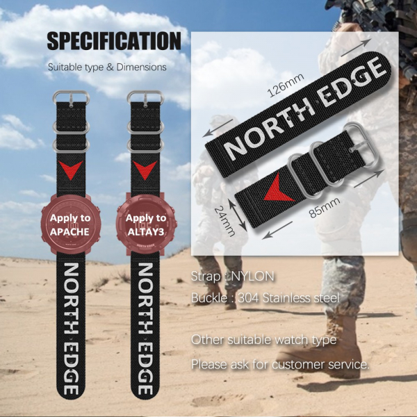 Bratara Nylon North Edge (Negru + Logo North Edge) [7]