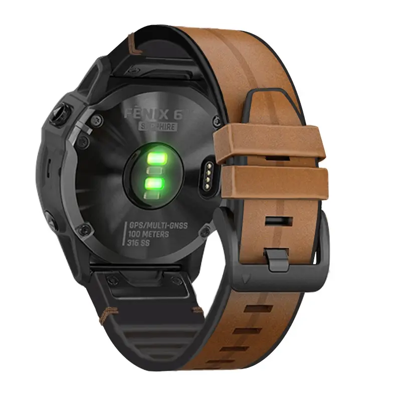 ACCESORII - Curea de ceas 22mm ALTY din piele si silicon pentru Garmin Fenix 8, 7, 6, 6S, 5, 5S, 3HR, Fenix 7, 7S, 8, Epix din silicon, cu eliberare rapidă, brățară EasyFit
