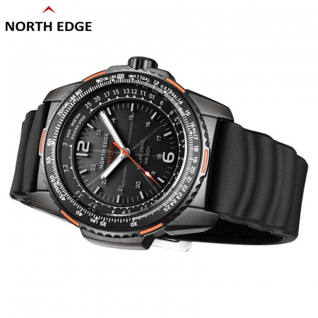 North Edge Photon – Ceas Bărbați Solar 44 mm, Curea Neagră din Silicon [4]