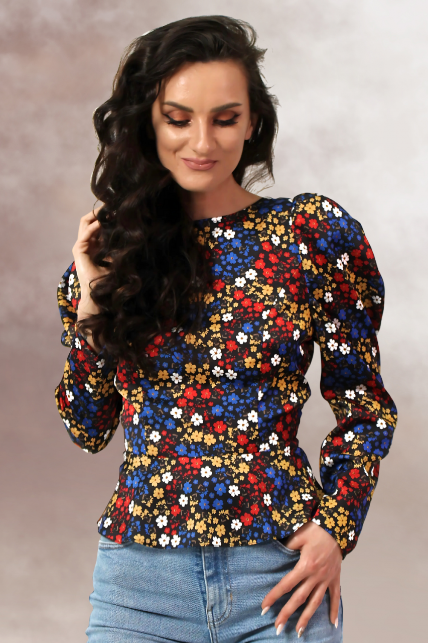 bluza florala maneca lunga peplum spate gol [4]