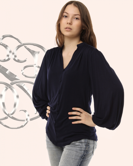 bluza tricot tunica office eleganta maneca lunga larga nasturi imbracati [2]