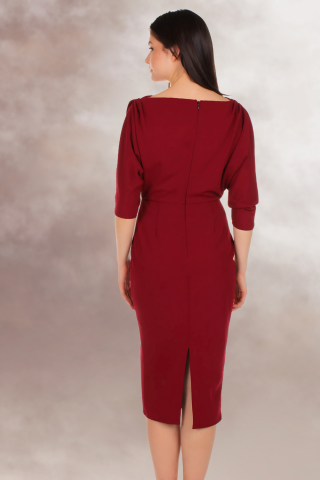 rochie rosie office eleganta midi [2]