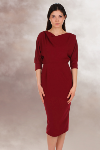 rochie rosie office eleganta midi [4]