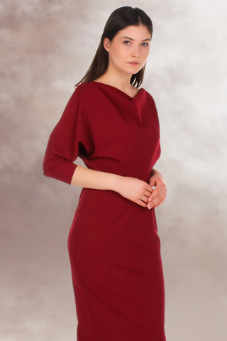 rochie rosie office eleganta midi [3]