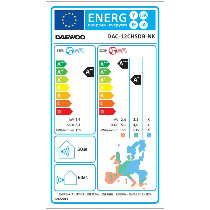 Aparat de aer conditionat Daewoo 12000 BTU, WI-FI, A++, Filtre cu ioni de argint, Eco Mode, iFeel, DAC-12CHSDB-NK, Negru [6]