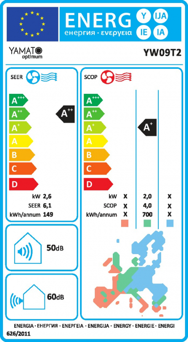 Aparat de aer conditionat Yamato Optimum R32 YW09T2 Inverter 9000 BTU, Clasa A++/A+, Wi-Fi, Kit instalare inclus, model 2024 [7]