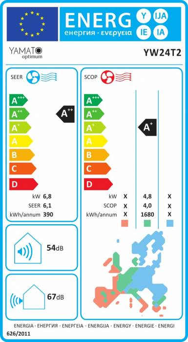 Aparat de aer conditionat Yamato Optimum R32 YW24T2 Inverter 24000 BTU, Clasa A++/A+, Wi-Fi, Kit instalare inclus, model 2024 [7]