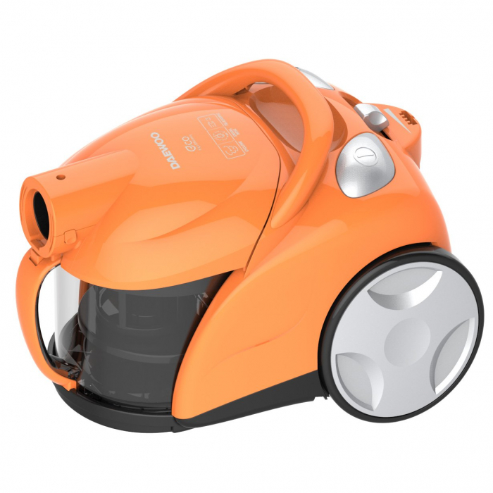 Aspirator fara sac Daewoo RCC-150P-3, 700 W, 1.2 L, control putere variabil, tub telescopic, furtun rotativ 360 grade, perie standard + accesorii pentru tapiterie si locuri inguste, portocaliu [2]