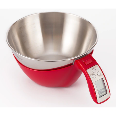 Cantar de bucatarie Daewoo DKS45R, suprafata din inox, 5 kg, 1 g, Tara, automat,display LCD, Rosu [2]