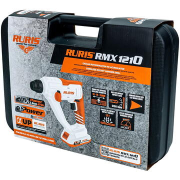 Ciocan rotopercutor pe acumulator RURIS RMX1210, 20 V, 900 RPM, 25 mm diametru maxim gaurire, 5100 BPM, 1.5J, fara acumulator/incarcator  1210rmx2024 [2]