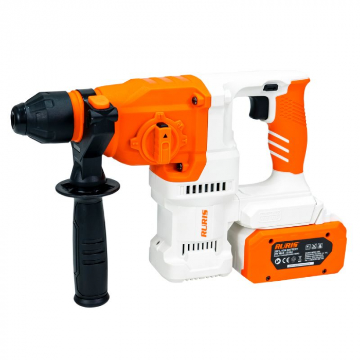 Ciocan rotopercutor pe acumulator RURIS RMX2813, 20 V, 1150 RM, 5100 BPM, 2.8 J, mandrina SDS Plus, motor brushless, 30 mm diametru maxim gaurire, fara acumulator/incarcator  2813rmx2024 [2]